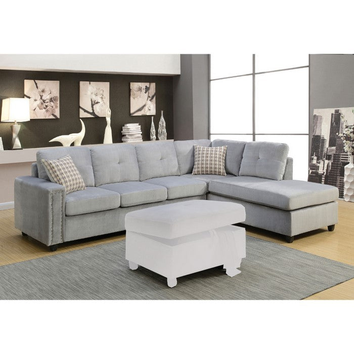Grand Sectional Sofa with 2 Pillows (Reversible), Gray