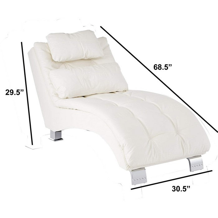 Exuberant White Chaise With Sturdy Chrome Legs