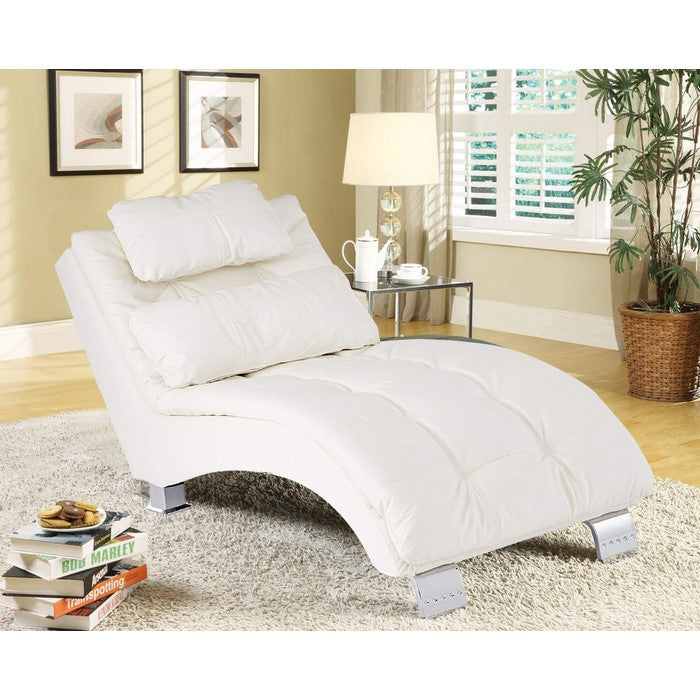 Exuberant White Chaise With Sturdy Chrome Legs