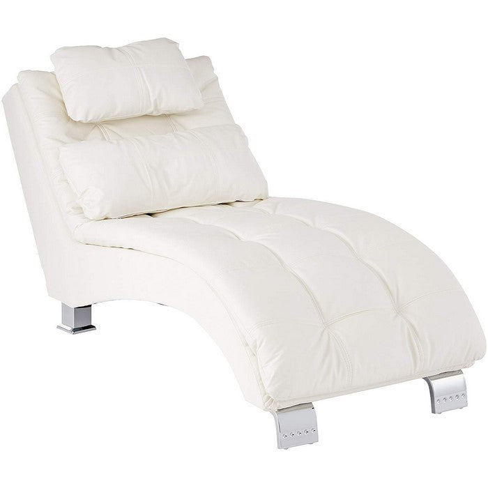 Exuberant White Chaise With Sturdy Chrome Legs