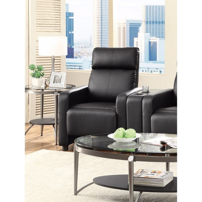 Modern Theater Seating Push-Back Recliner, Black