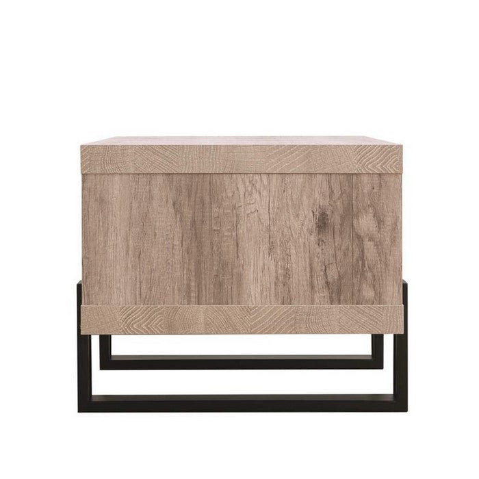 Modern Driftwood Open Shelf Coffee Table, Gray and Brown