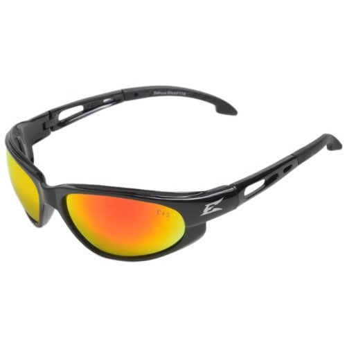 Edge Eyewear SWAP119 Dakura Safety Glasses, Black with Aqua Precision Red Mirror Lens