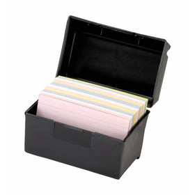Oxford 01351 Plastic Index Card Flip Top File Box Holds 300 3 x 5 Cards, Matte Black (1 EA)
