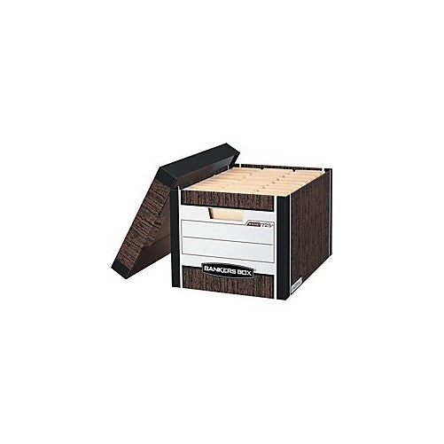 Bankers Box R-Kive Heavy-Duty Storage Boxes, Letter/Legal, Woodgrain, 12 Pack (00725)