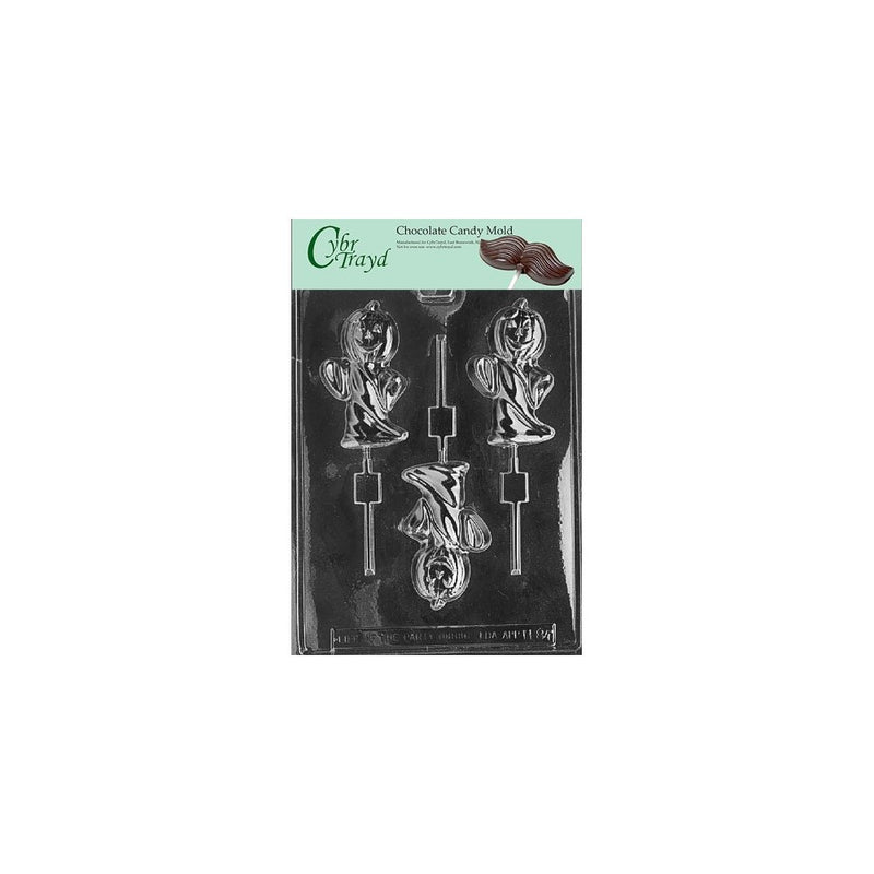 Cybrtrayd Life of the Party H084 Halloween Ghost with Pumpkin Head Chocolate Candy Mold in Sealed Protective Poly Bag Imprinted with Copyrighted Cybrtrayd Molding Instructions