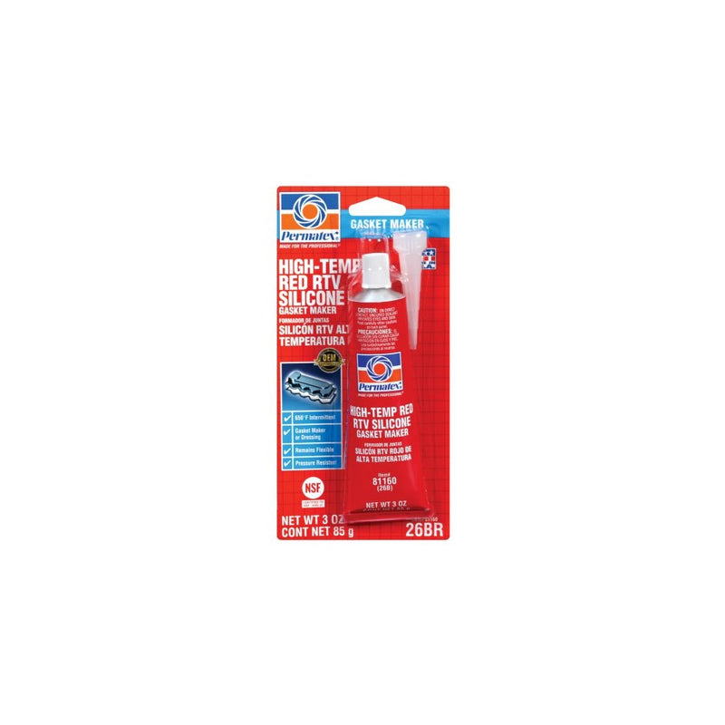 Permatex 81160 Hi-Temp Red Form-A-Gasket Silicone Sealant. 3 oz.