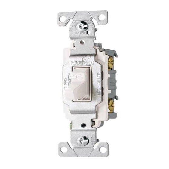 Cooper Wiring Devices CSB120W Switch Toggle SP 20A 120/277V B/Swire WH