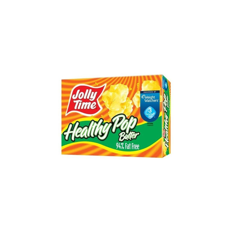 Jolly Time Healthy Pop Butter 94% Fat Free Weight Watchers Microwave Popcorn, 3-Count Boxes (Pack of 12)