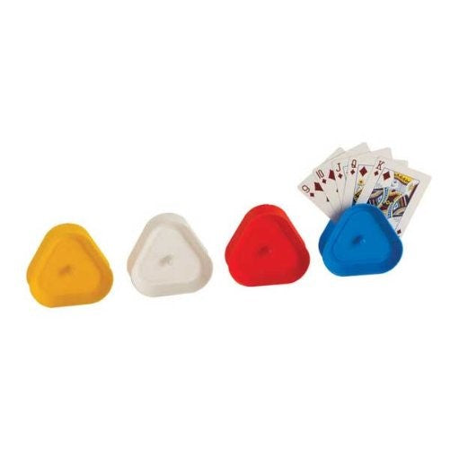 4 Piece Triangular Card Holders in Red, White, Yellow & Blue, Multi