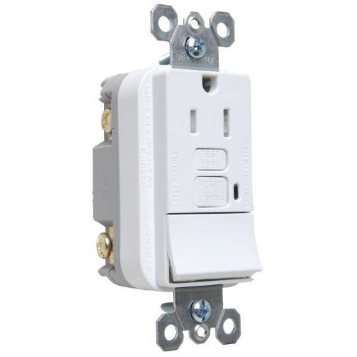Pass & Seymour 1597SWTTRWCCD4 15A GFCI White Switch/Receptacle