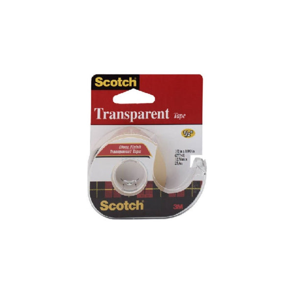 Scotch Transparent Tape with Dispenser, Glossy Finish, Great Value, Engineered for Office and Home Use, Photo-Safe, Narrow Width, 1/2 x 500 Inches (144)