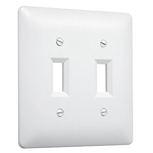 Taymac 4400W Paintable Double Toggle Light Switch Wall Plate Cover, White, 2-Gang