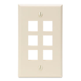 Leviton 41080-6TP QuickPort Wallplate, Single Gang, 6-Port, Ligh Almond