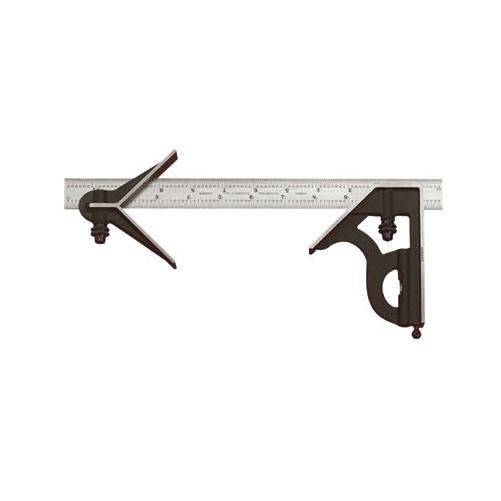 Starrett 11HC-6-4R Cast Iron Square And Center Heads With Regular Blade Combination Square, Black Wrinkle Finish, 4R Graduation, 6" Size