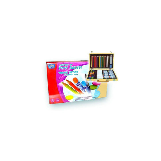 ART SET FOR THE YOUNG ARTIST HAS 68 PIECES IN A BEAUTIFUL HINGED BOX