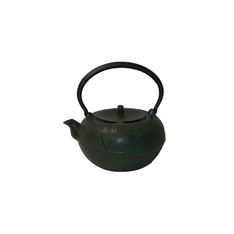 Large Green Apple Cast Iron Stove Top Teapot with Trivet, 54 Oz Capacity