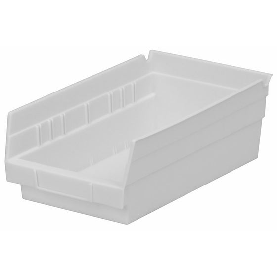 Akro-Mils 30130 12-Inch by 6-Inch by 4-Inch Plastic Nesting Shelf Bin Box, White, Case of 12