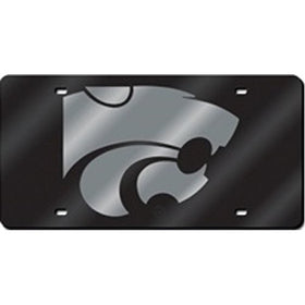 Rico NCAA Kansas State Wildcats Laser Inlaid Metal License Plate Tag, Black, 6" x 12"