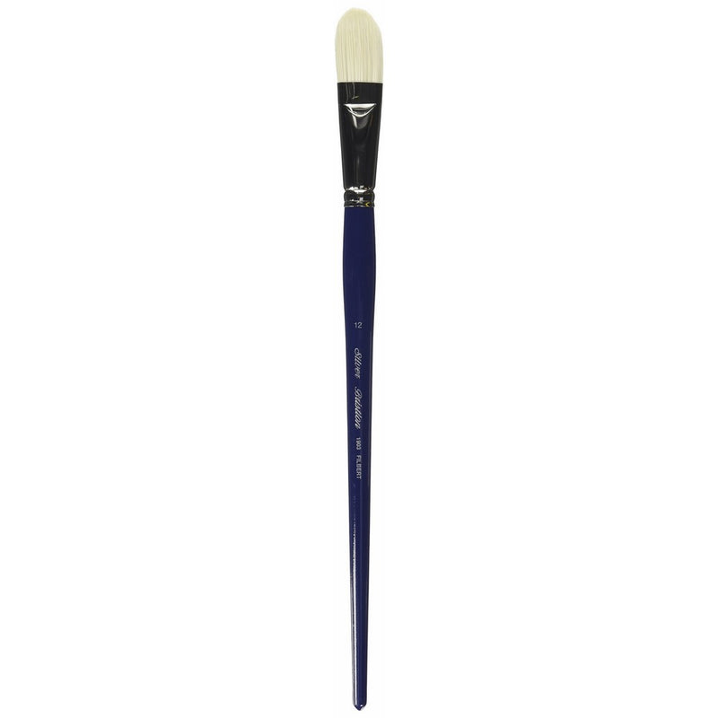 Silver Brush 1903-12 Bristlon Stiff Synthetic Long Handle Filament Brush, Filbert, Size 12
