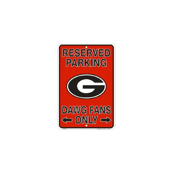 Georgia Bulldogs Fans Reserved Parking Sign Metal 8 x 12 embossed