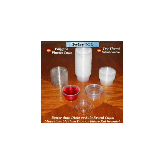 Polar Ice Disposable Plastic Glasses with Lids, 2-Ounce, Translucent, 500-Pack