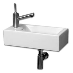 Whitehaus WH1-114L-WH Isabella 19-3/4-Inch Wall-Mount Lavatory Basin with Central Drain and Left-Hand Faucet Drilling, White