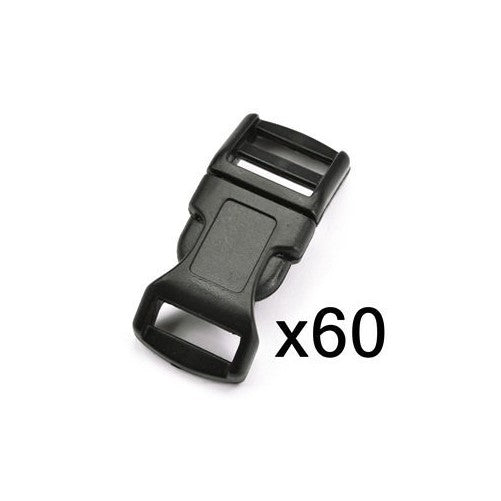 Bluecell 60 PCS 1/2 Black Contoured Side Release Plastic Buckles by Generic