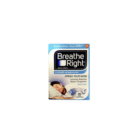 (120 Strips) Breathe Right Nasal Strips Clear Large For Sensitive Skin