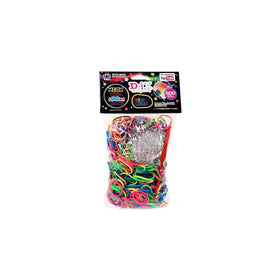 D.I.Y. Do it Yourself Bracelet Zupa Loomi Bandz 600 Neon Rainbow Rubber Bands with 'S' Clips