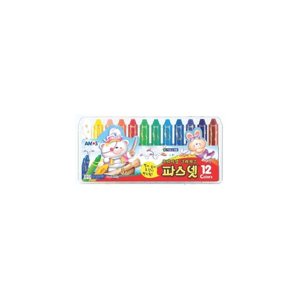 Amos Premium Non-toxic Silky Crayon Pasnet 12 Colors