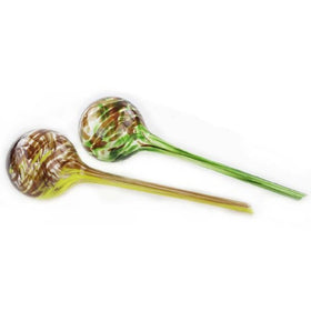 Aqua Watering Globes / Gardening Water Tool - 2 Pack of Colored Glazed Green / Yellow Colors
