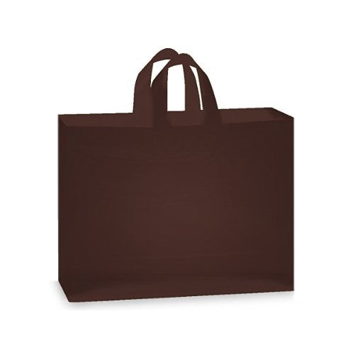 VOGUE CHOCOLATE Frosted Plastic BagBULK Shopping Bags 16 x 6 x 12" 1 unit, 250 pack per unit.