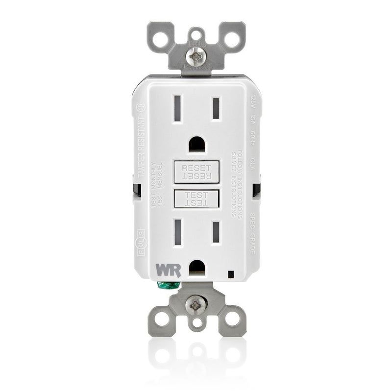 Leviton GFWT1-W Self-Test SmartlockPro Slim GFCI Weather-Resistant and Tamper-Resistant Receptacle with LED Indicator, 15-Amp, White
