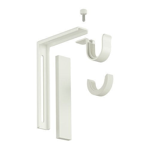 2 X Set of 2 Ikea Betydlig Wall or Ceiling Curtain Rod Brackets Steel White Adjustable