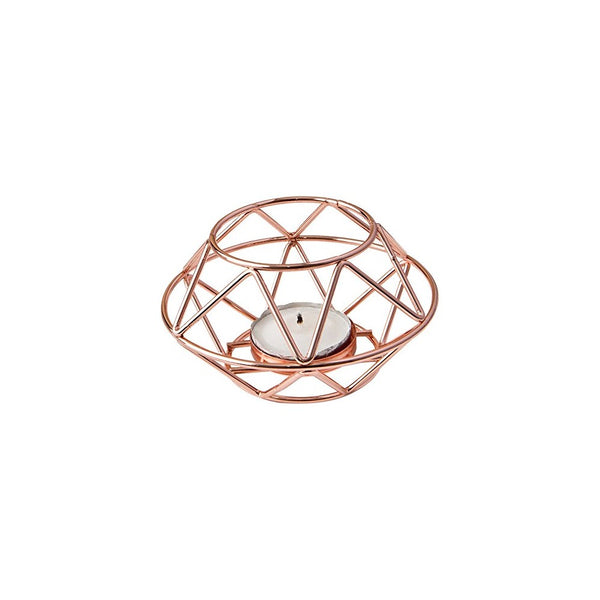 Fashioncraft 8742 Geometric Design Rose Gold Metal Tealight Candle Holder