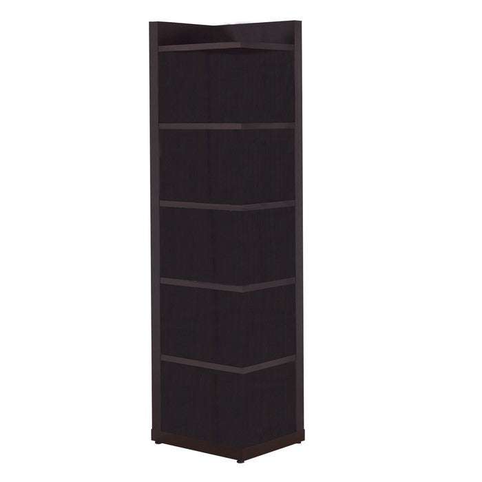 Radiant Brown Wooden Corner Bookcase