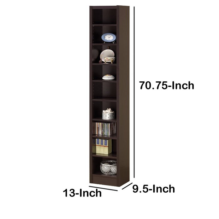 Glimmering Brown Narrow Wooden bookcase