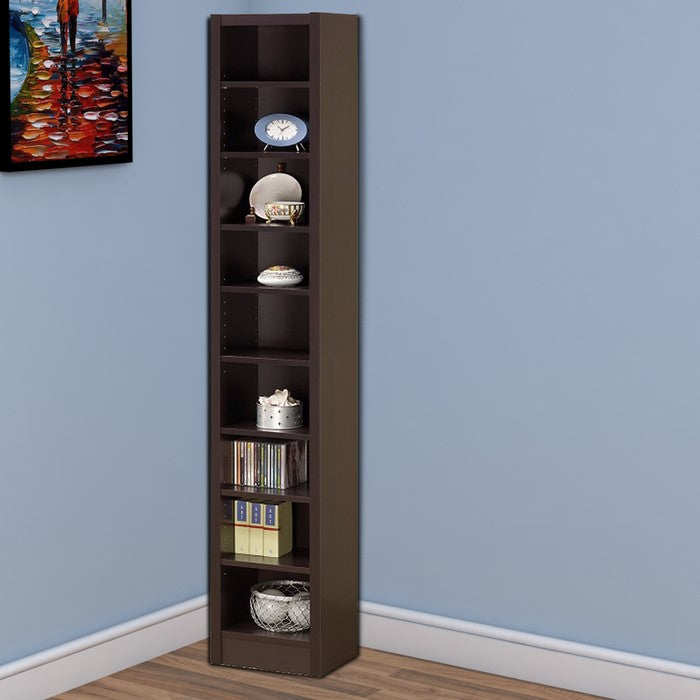 Glimmering Brown Narrow Wooden bookcase