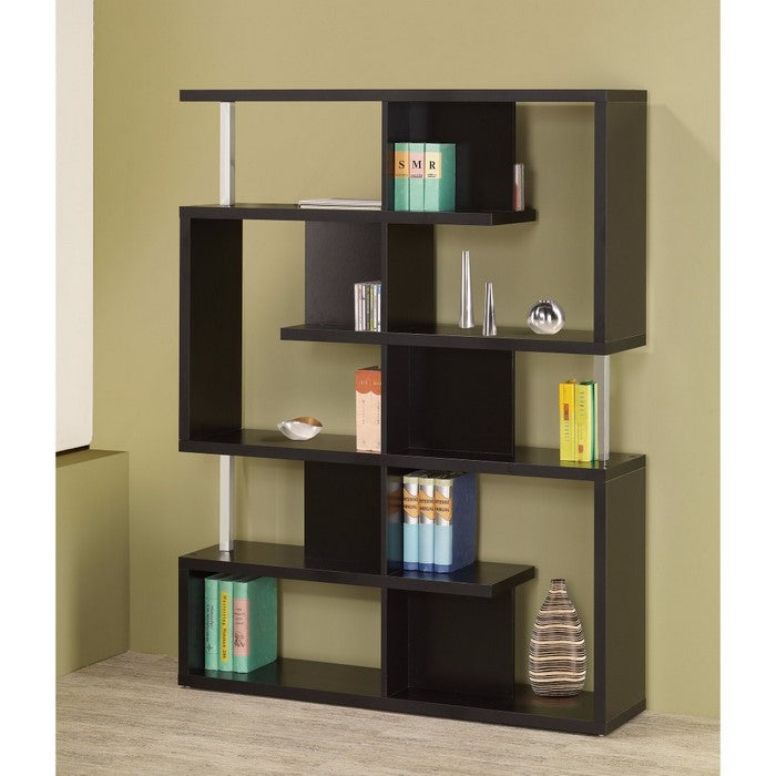 Phenomenal black Spacious wooden bookcase