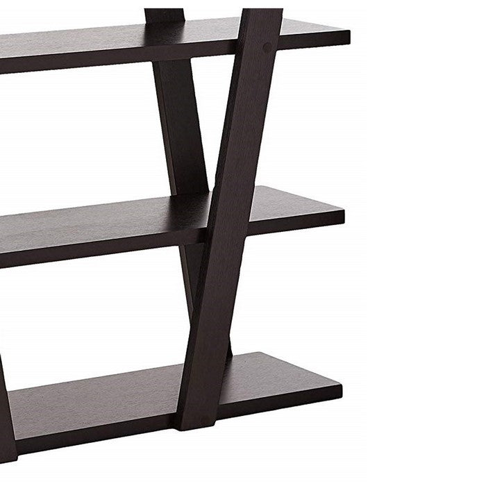Exceptional  Bookcase with Inverted Supports and Open Shelves, Brown