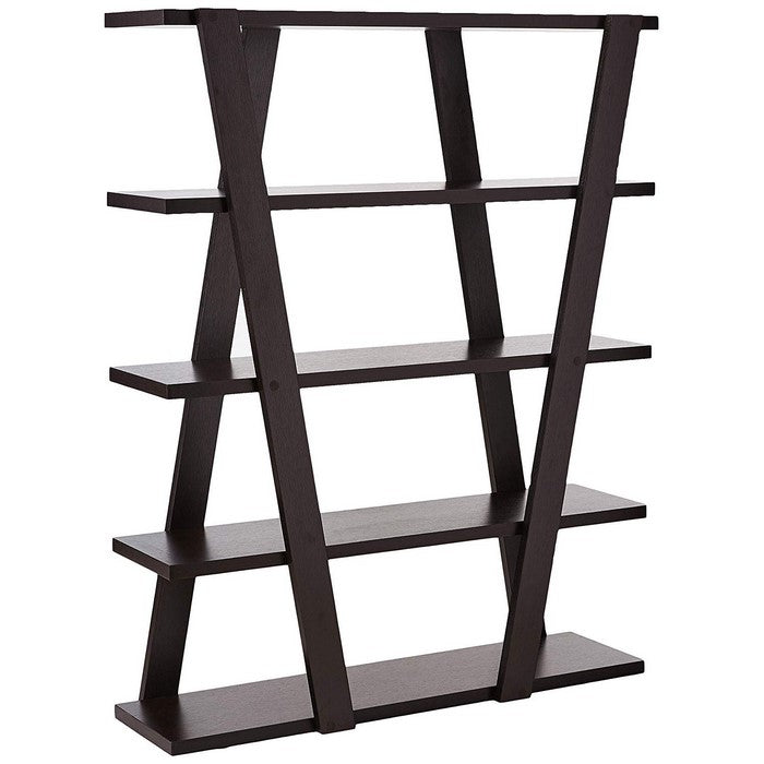 Exceptional  Bookcase with Inverted Supports and Open Shelves, Brown