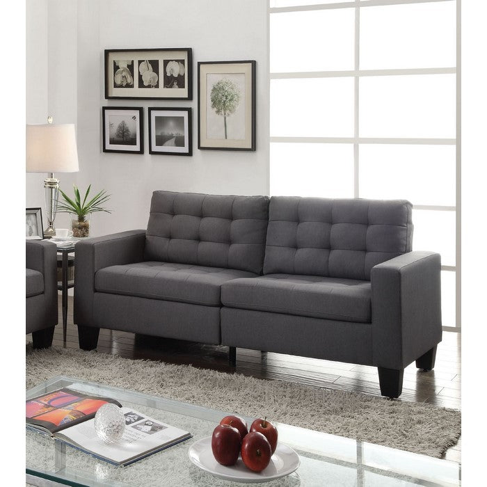 Dashing Sofa In Gray Linen Fabric