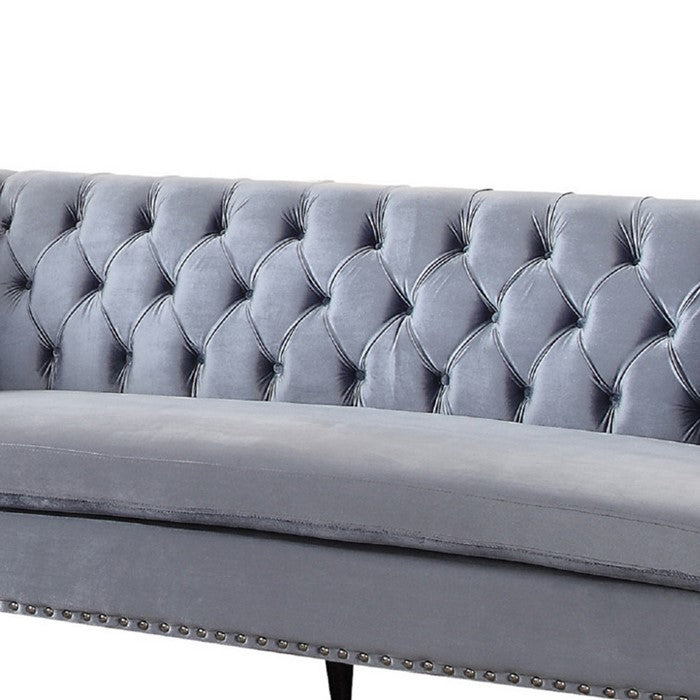 Imperial Looking Sofa, Blue-Gray Velvet