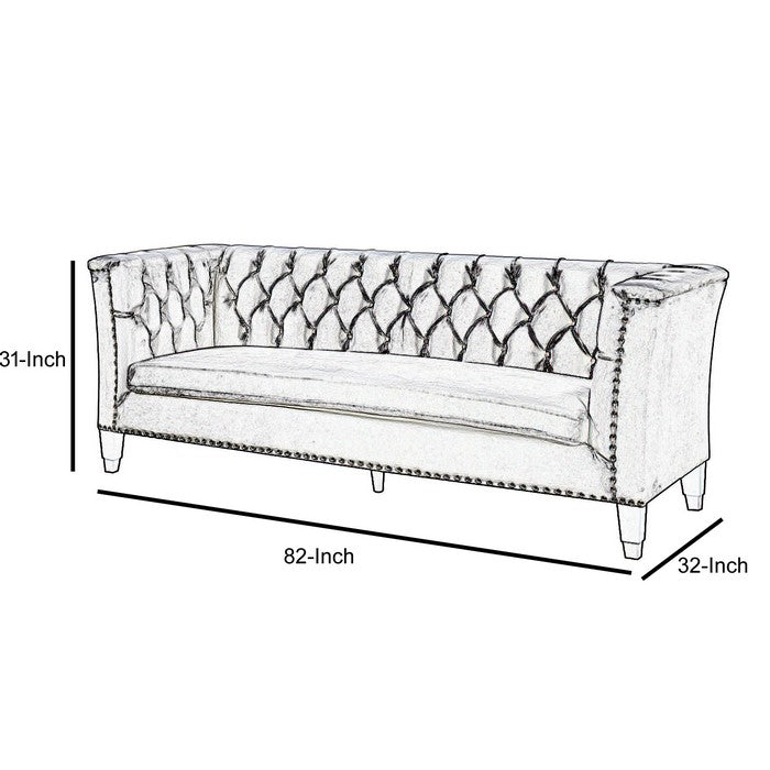 Imperial Looking Sofa, Blue-Gray Velvet