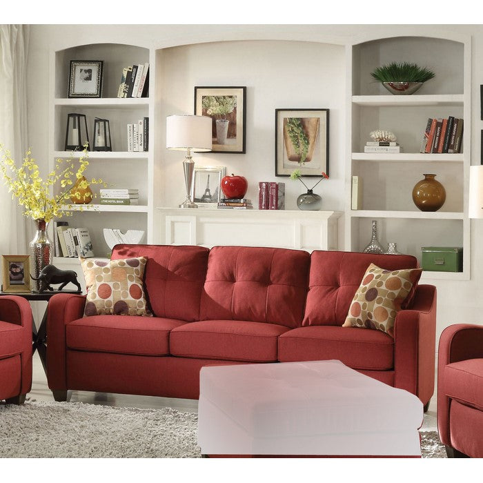 Smart Looking Sofa with 2 Pillows, Red
