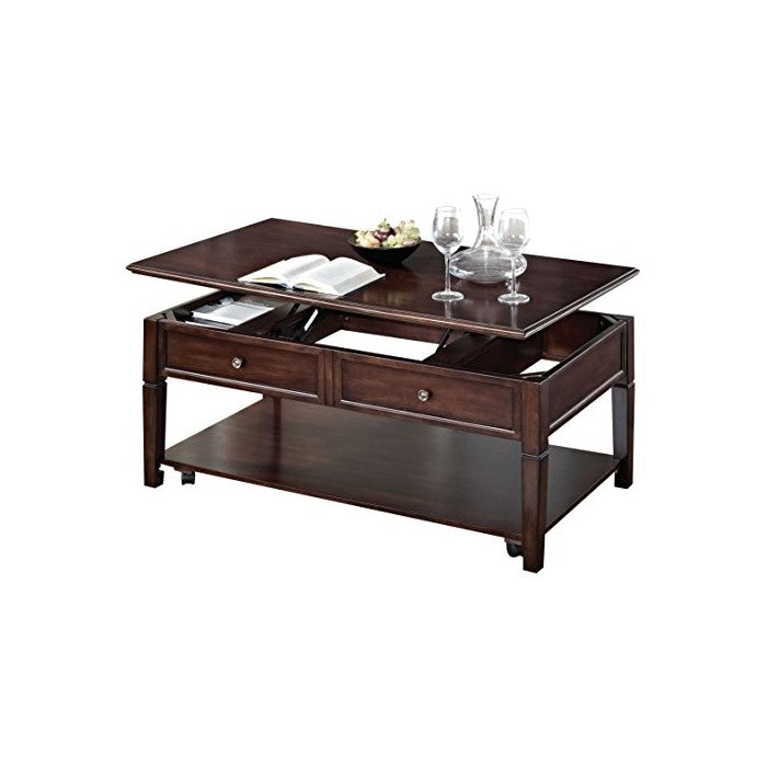 Wooden Coffee Table with Lift Top, Walnut Brown