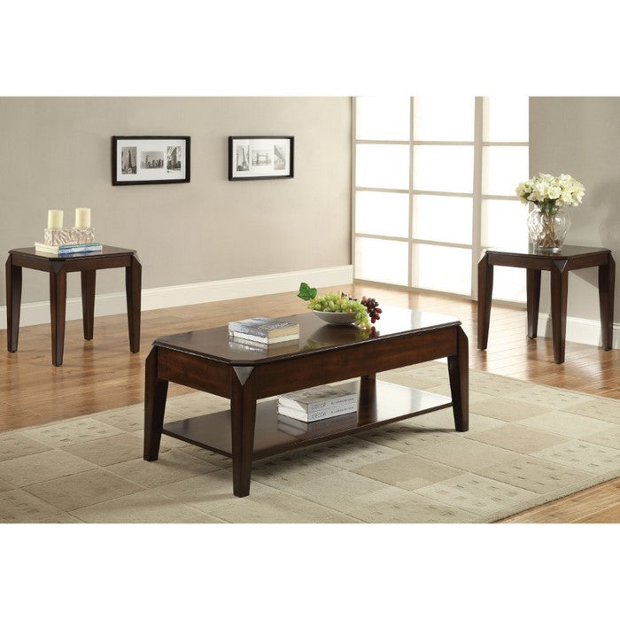 Wooden Coffee Table with Lift Top and Open Bottom Shelf, Brown