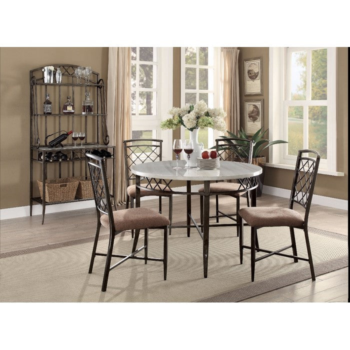 Smart Looking Dining Table, Faux Marble & Antique Brown