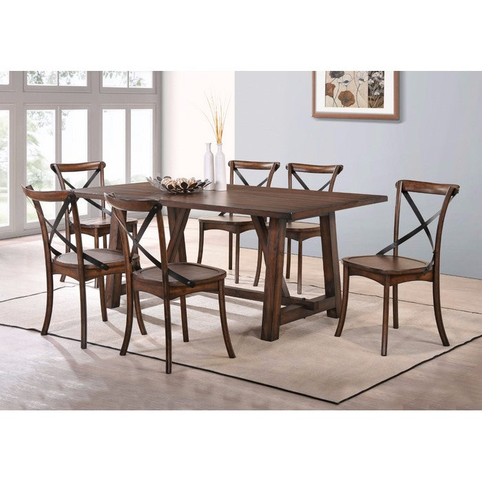 30 Inch Wooden Dining Table with Trestle Base, Brown